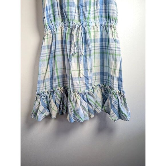 Ralph Lauren Girls Dress Size 12 Ruffle Linen Blend Plaid Summer Easter Party - Picture 2 of 10
